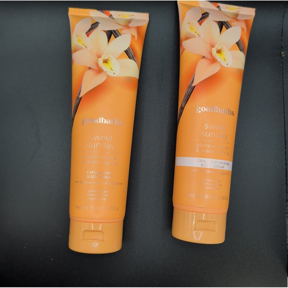 Goodbaths Sweet Sunday Body‎ Scrub & Body Cream Set Almond Flower & Warm Vanilla